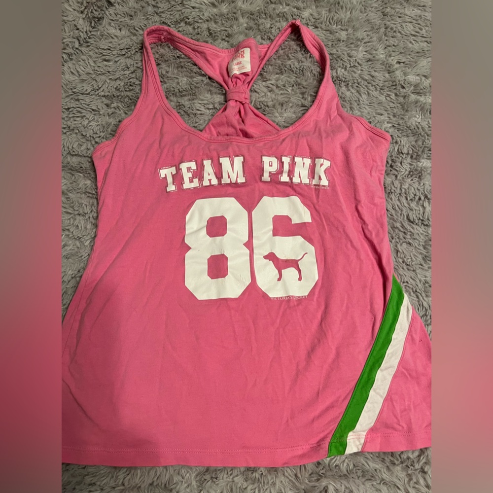 VS PINK pink racerback tank with built in bra size L